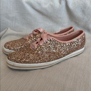 Keds Kate Spade Rose Gold Glitter Women's Lace-Up Keds Sz 7